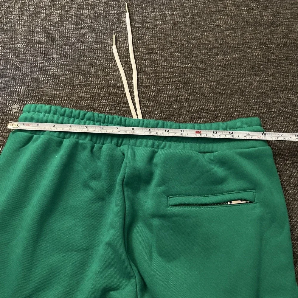 Campus Sweatpants Mens Medium Green Flame Studded Graphic Zip Pocket Fleece